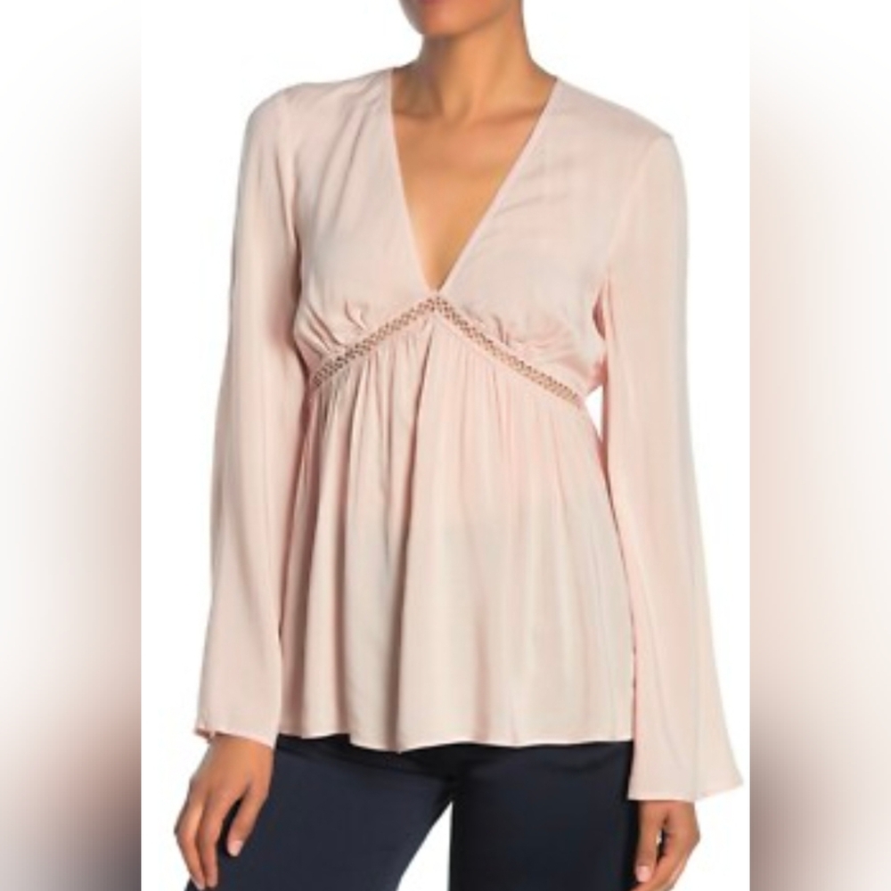 BCBGeneration Empire Waist Longsleeve Blouse In Light Pink Or Rose Color Small